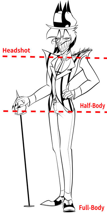 Sample of each cut of the character